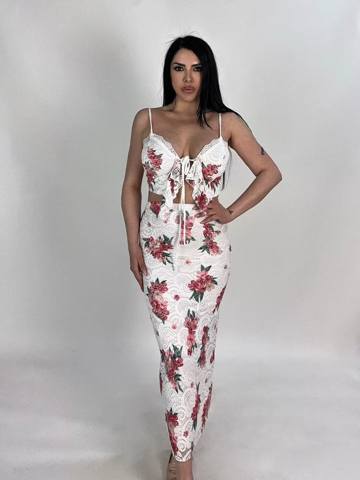 Coordinato in pizzo top e gonne “Luisa”