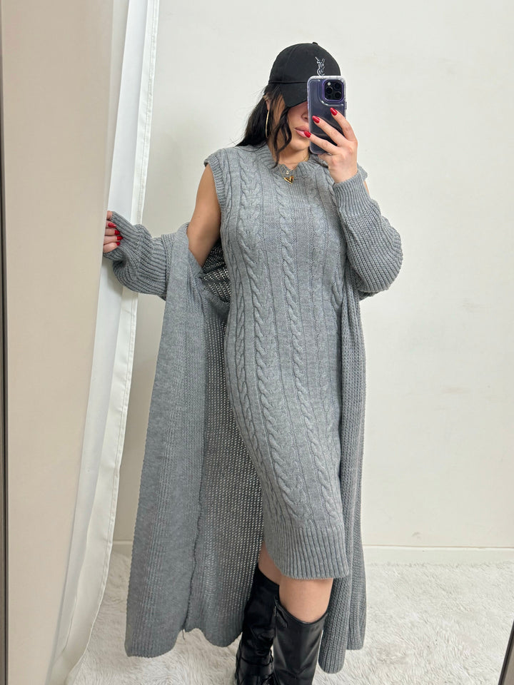 Coordinato cardigan e abito in lana “Miriam”