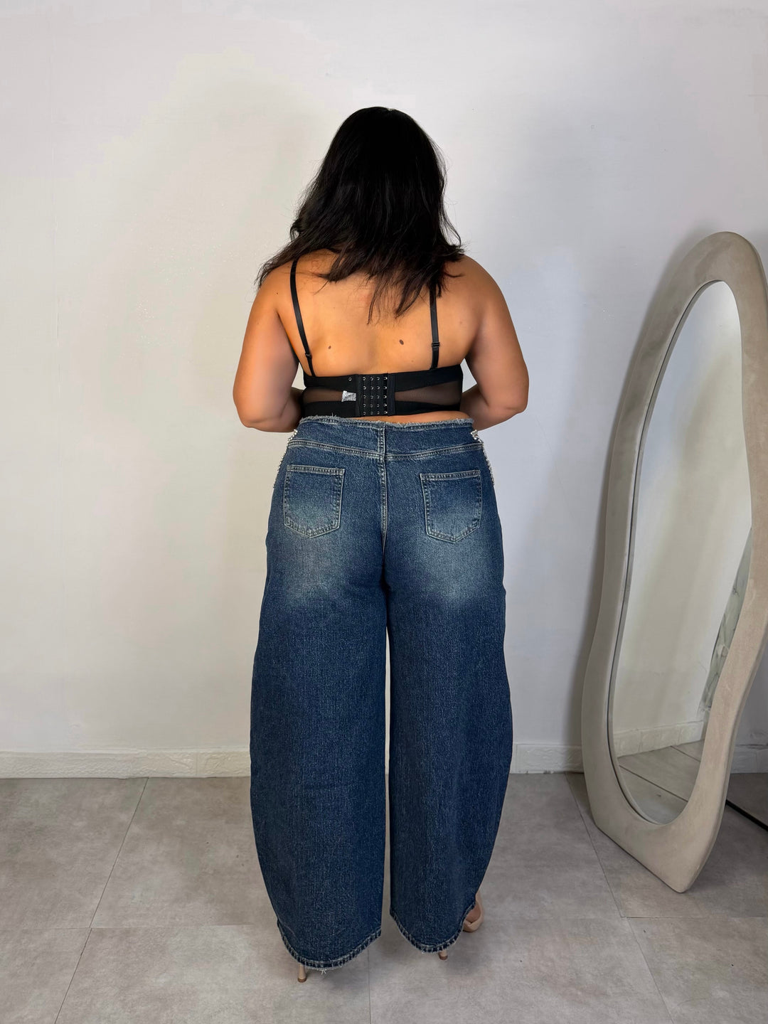 Jeans balloon con strass “Jolie”