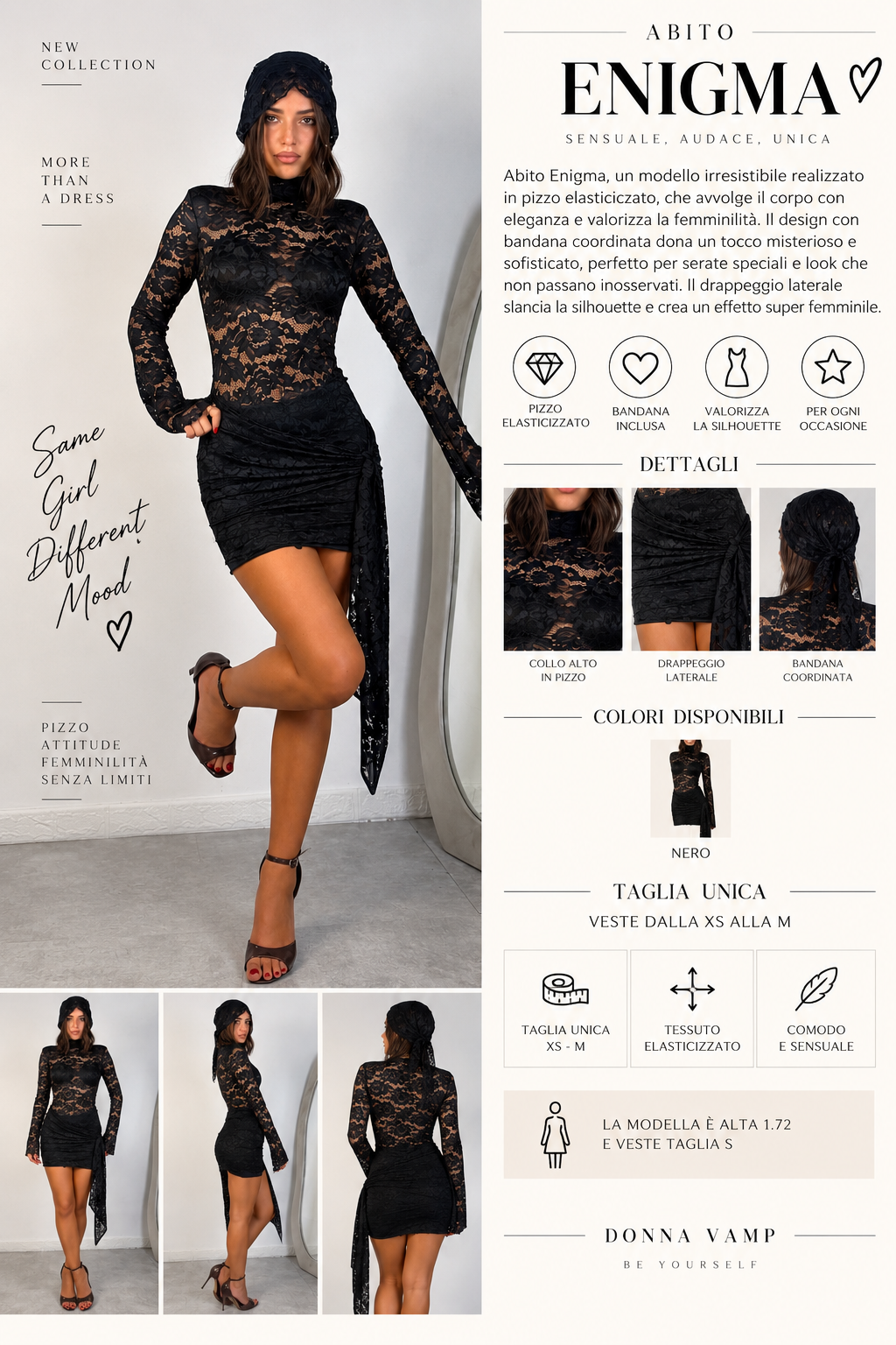 Abito in pizzo con bandana “Enigma”