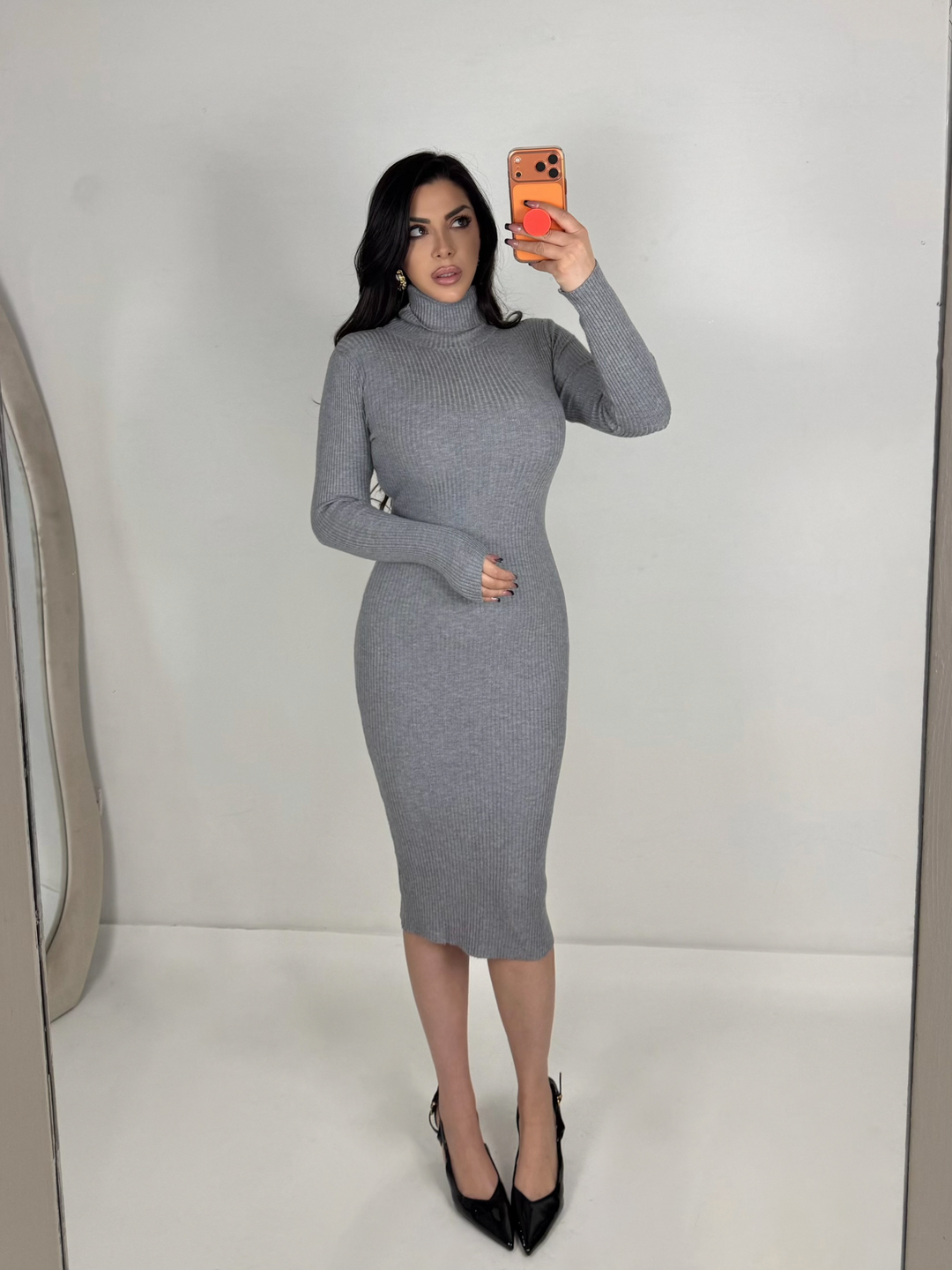 Abito a costine in lana rasata “Simply”