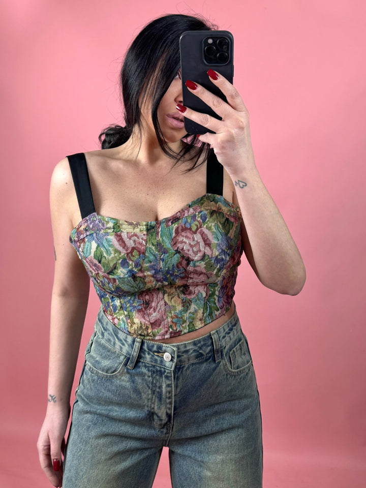 Crop top estampado “flores”