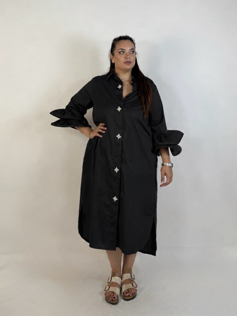 Abito camicia con bottoni gioiello “Shine”