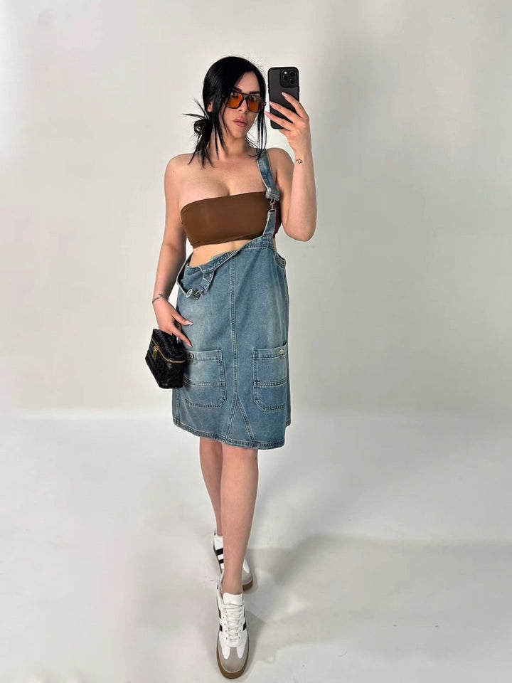 Salopette a gonna in jeans “Jolie”