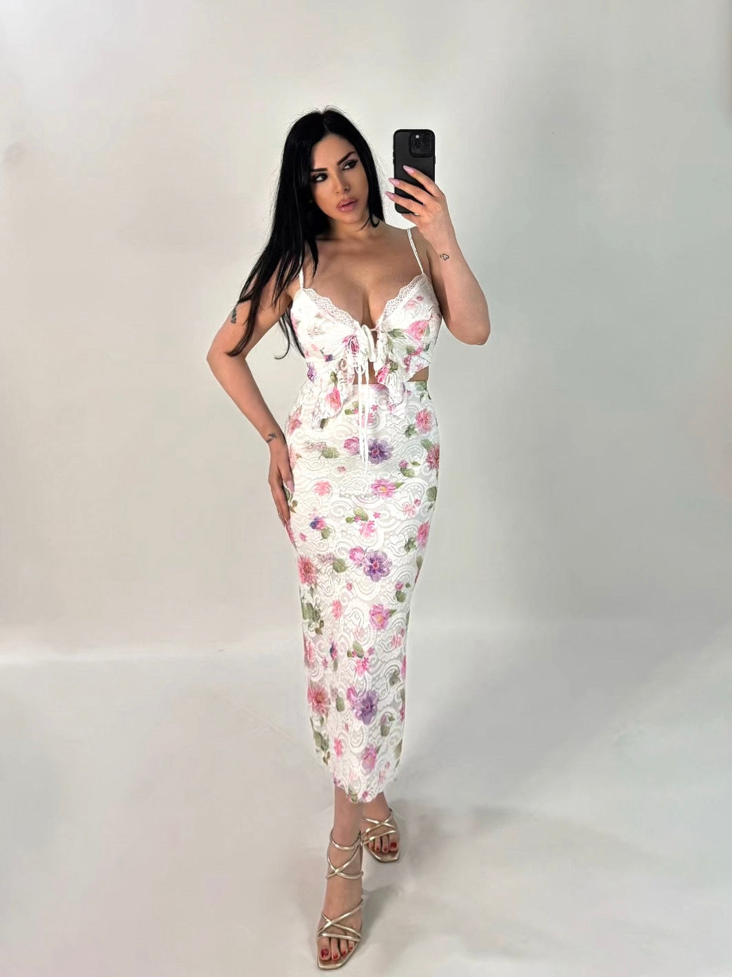 Coordinato in pizzo top e gonne “Luisa”