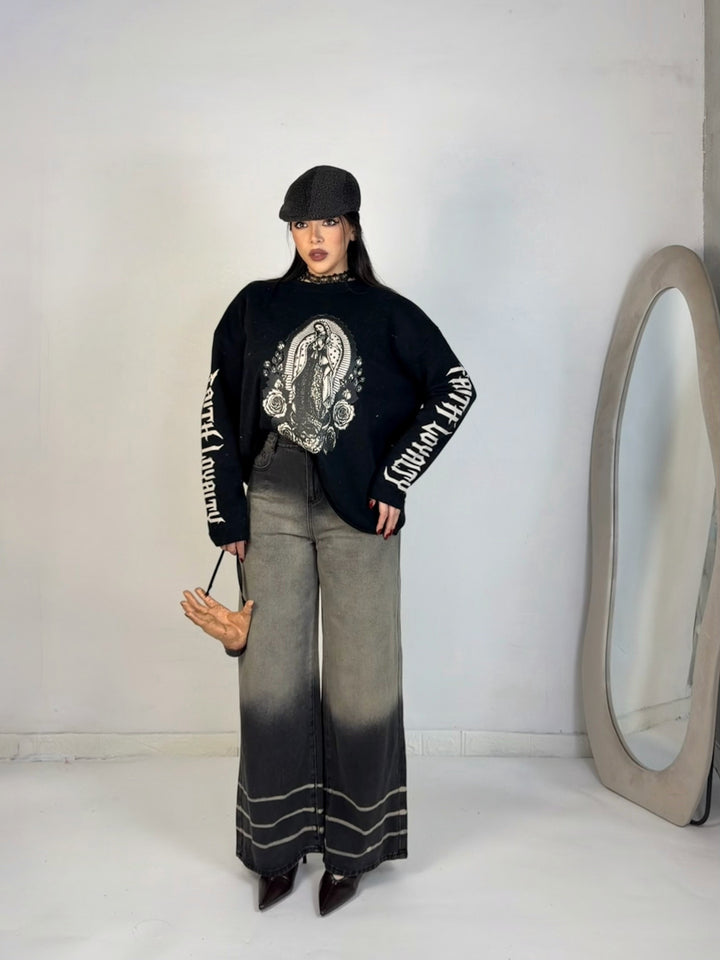 Jeans a palazzo rigidi “Noir”