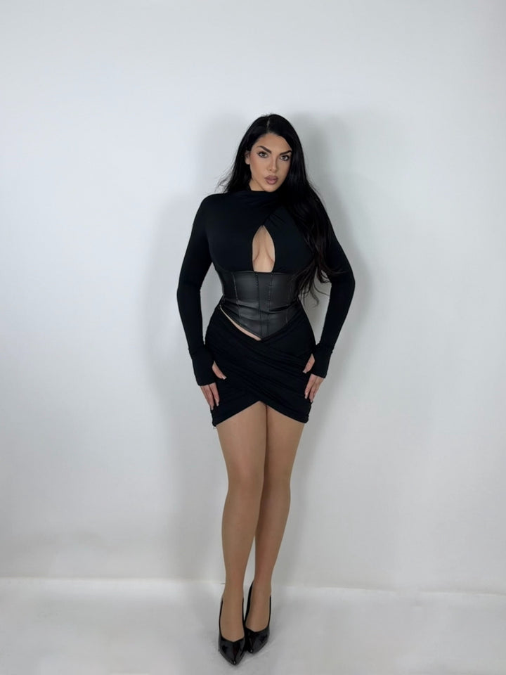 Abito con corsetto in eco pelle “Midnight”