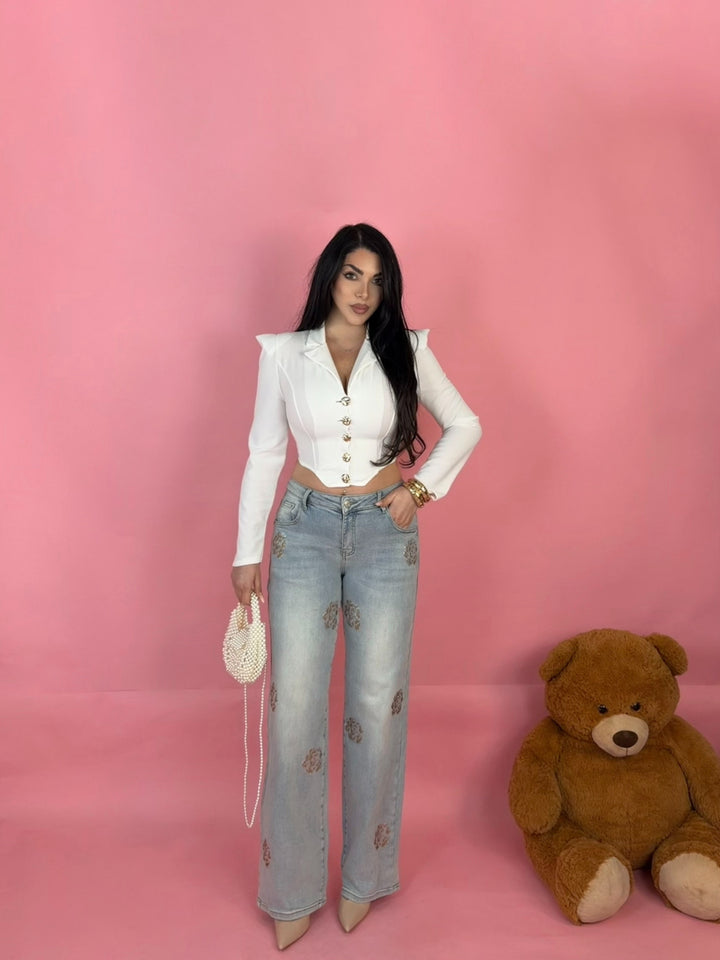 Jeans a palazzo “Flowers”