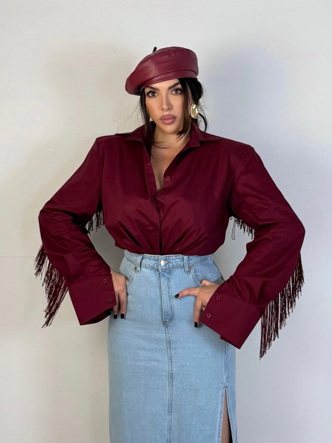 Camicia oversize con frange “Marielle”
