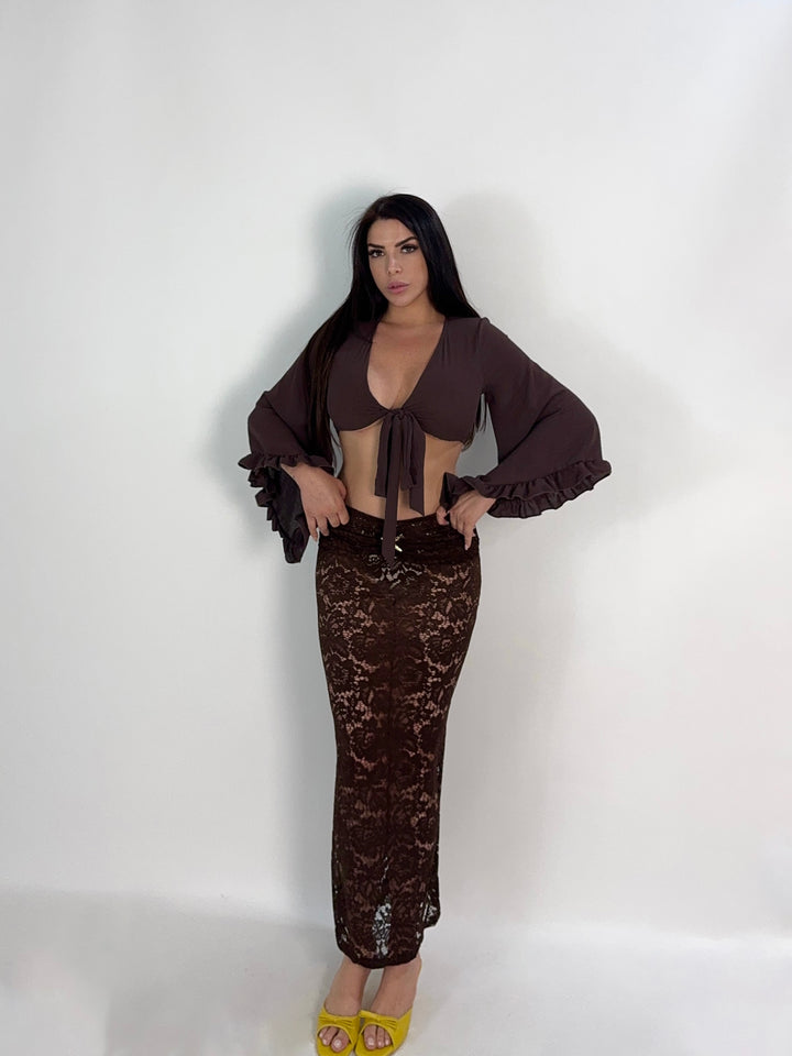Gonna in pizzo con dettaglio in oro “Stella”