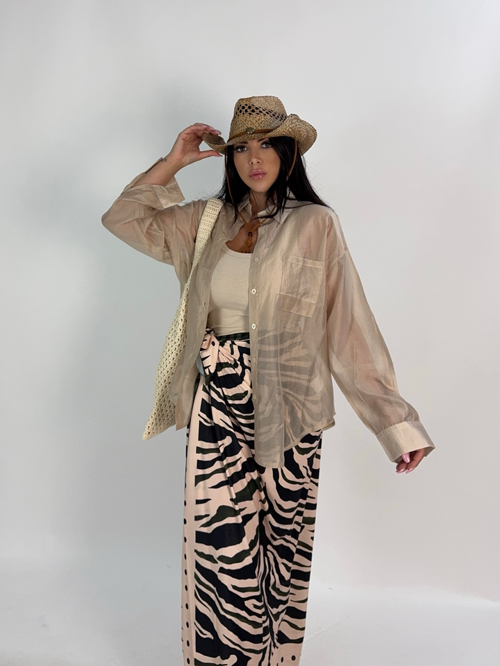 Maxi camicia in organza “Tulum”