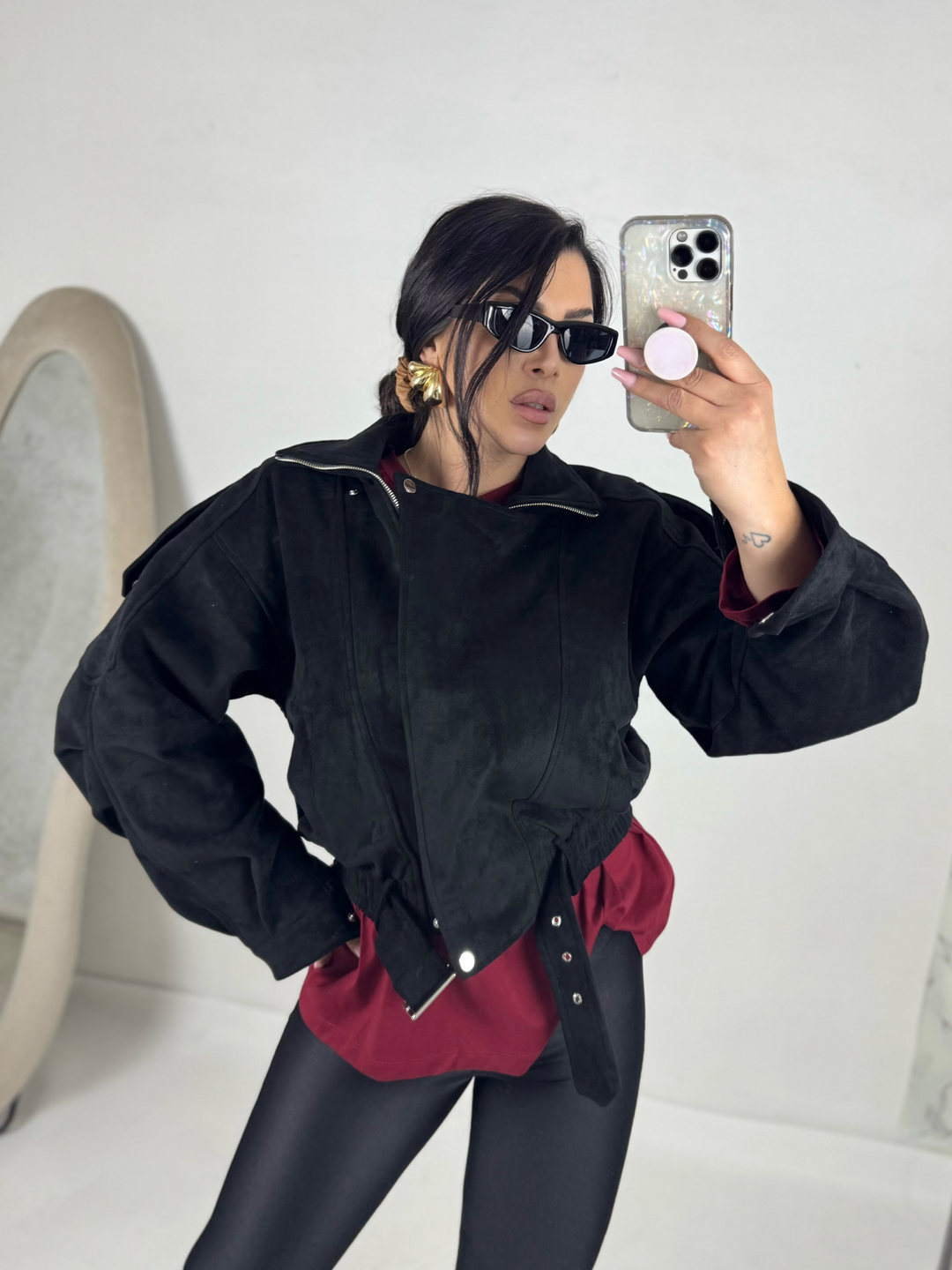 Giubbotto chiodo scamosciato “Josephine”