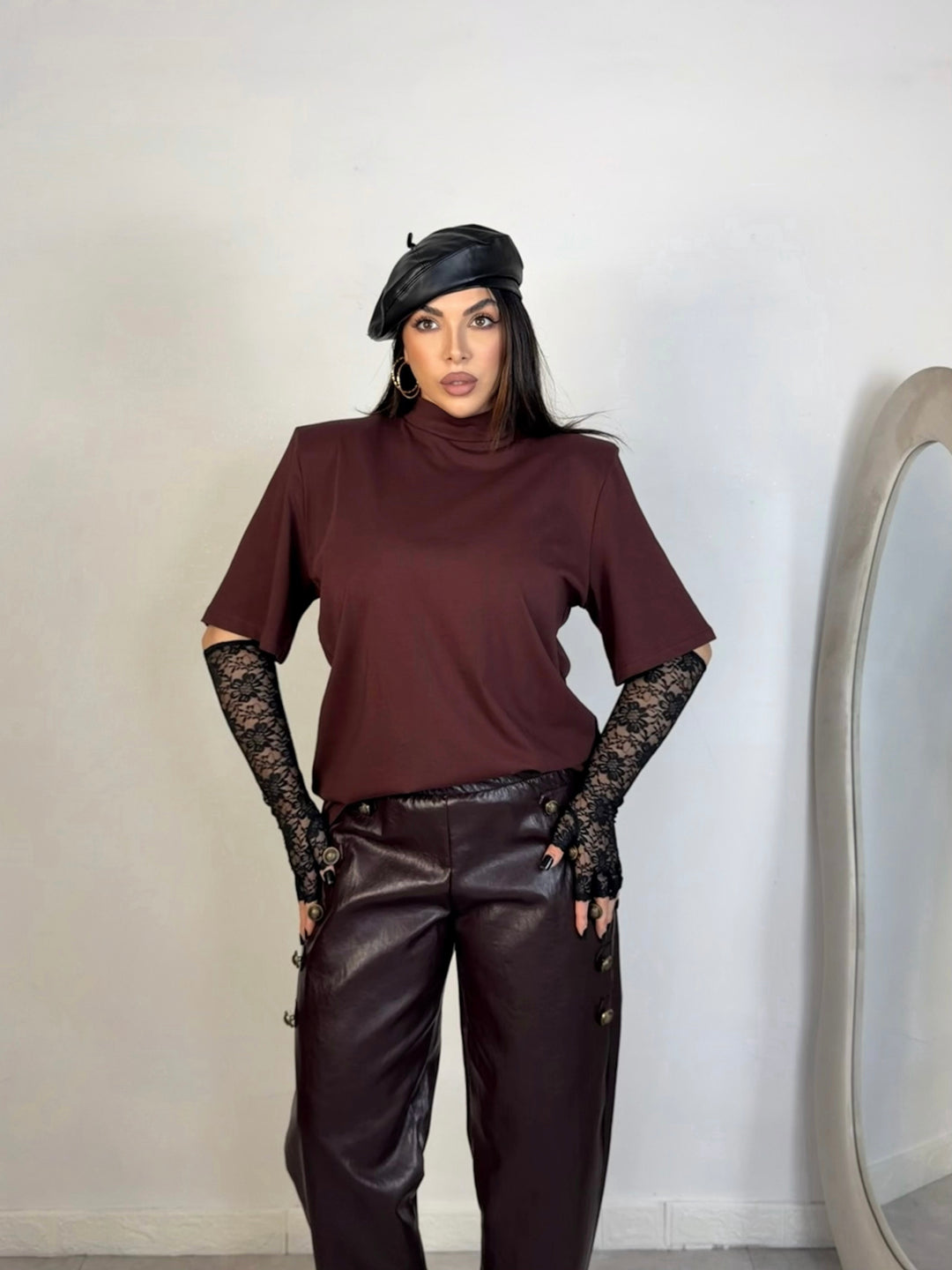 T shirt con spalline oversize JUSTWEST