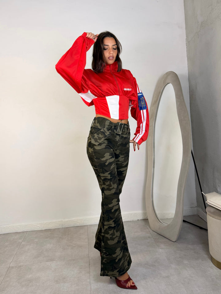 Jeans a zampa con cintura “Army”