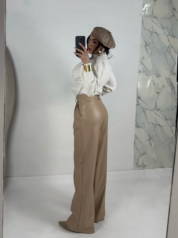 Pantaloni a palazzo in eco pelle “Priscilla”