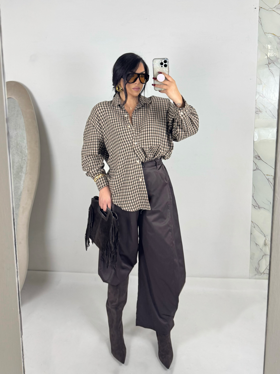 Camicia in flanella con spalline imbottite “Sarah”