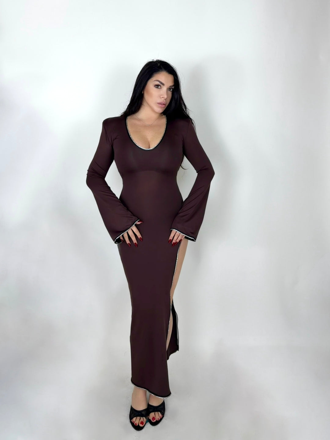 Abito con spacco manica ampia “Venus”