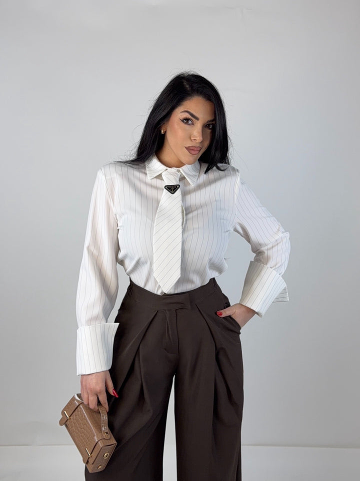 Camicia gessata con cravatta “Paris”