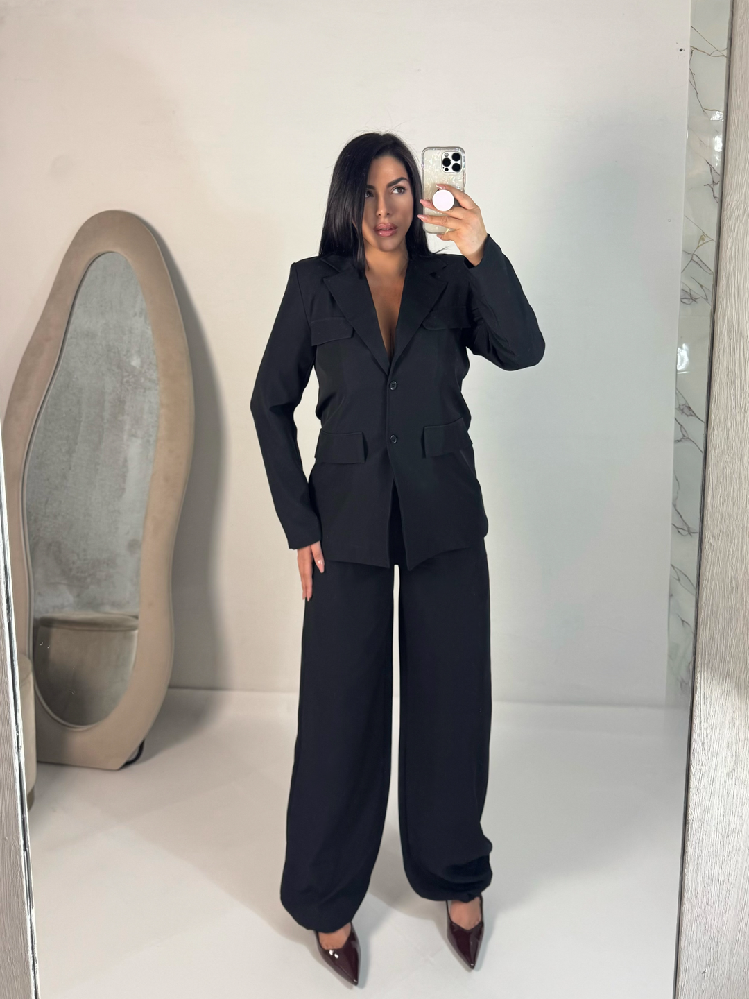 Tailleur giacca oversize e pantaloni balloon “Manila”