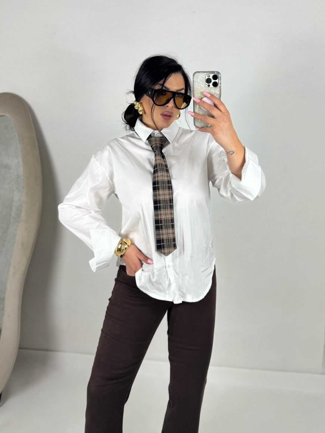 Camicia in cotone con cravatta