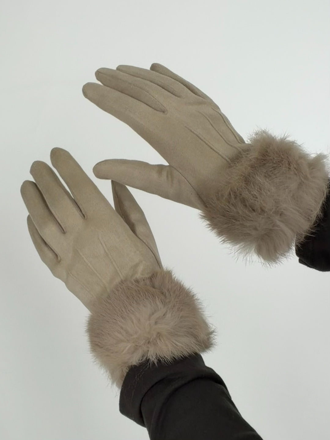 Guanti scamosciati con eco pelliccia “Debby”