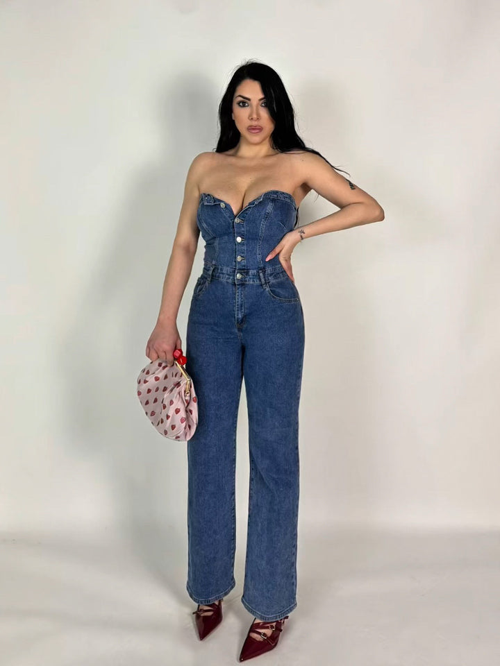 Tuta in jeans a zampa “Maika”