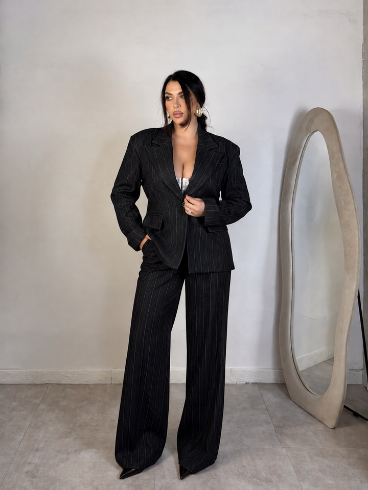 Tailleur gessato effetto jeans