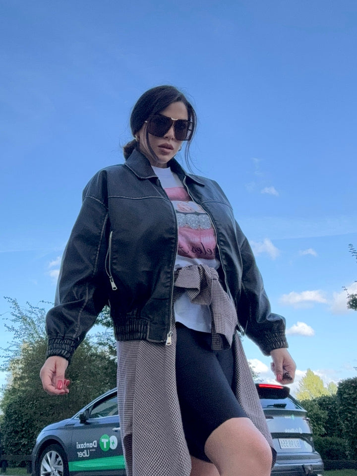 Giubbotto bomber in eco pelle “Dominique”