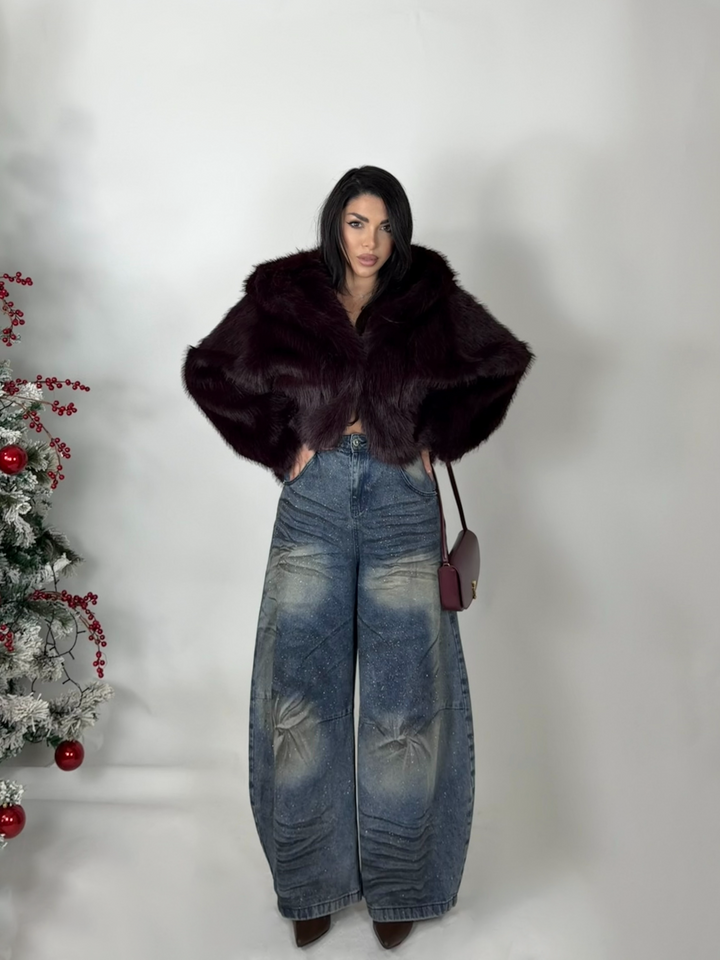 Jeans balloon con brillantini “Ice”