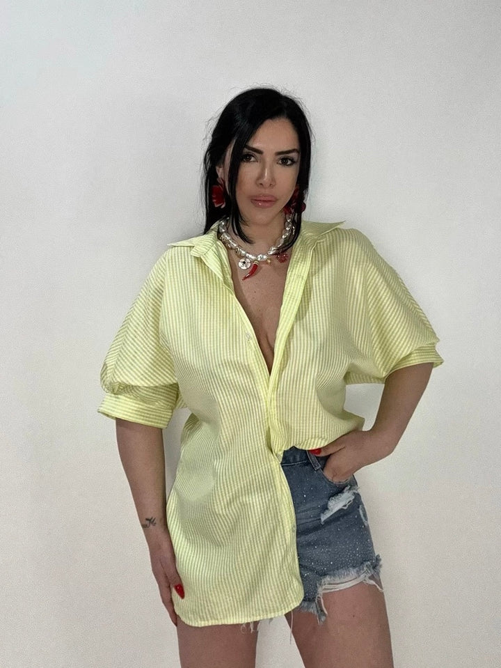 Camicia in cotone a righe con scollo dietro “Charlotte”