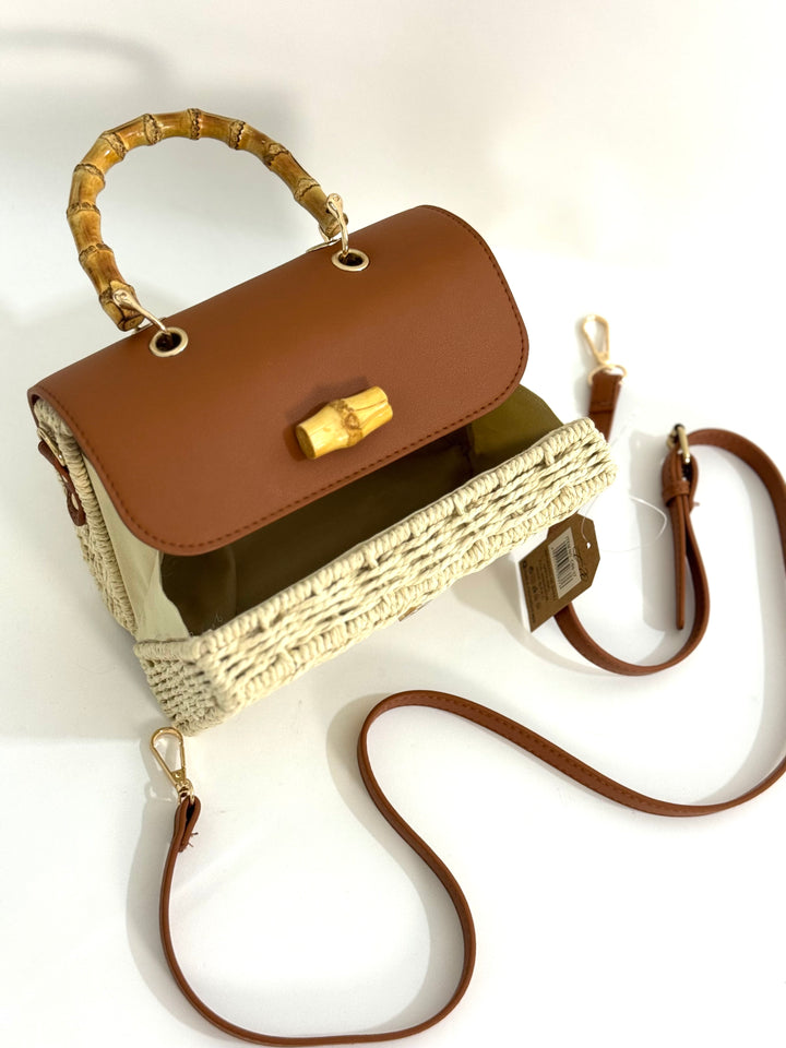 Borsa in rafia ed eco pelle “Diva”