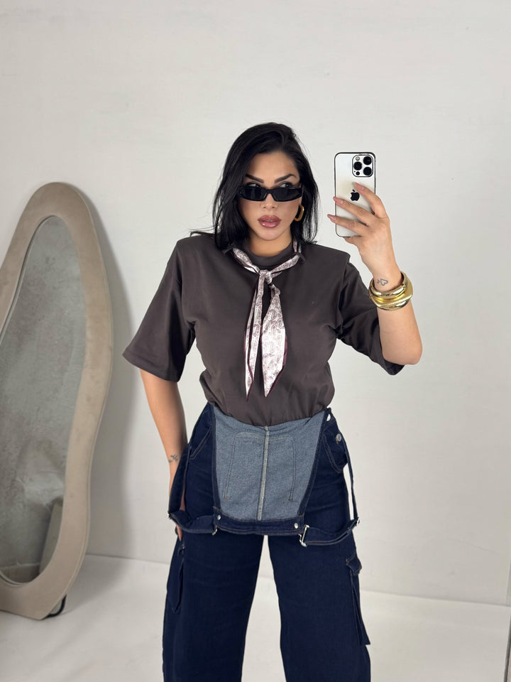 Maxi t shirt con foulard e spalline
