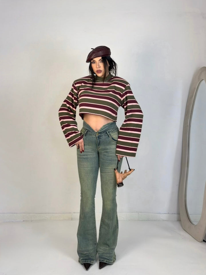 Jeans a zampa con rever elastico “Dahlia”