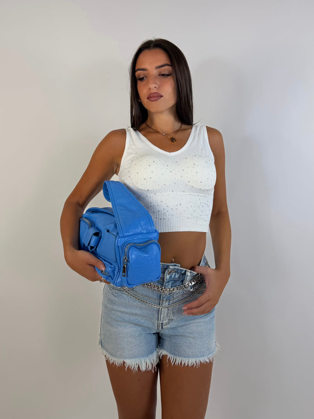Crop top modellante con coppe “Diamond”
