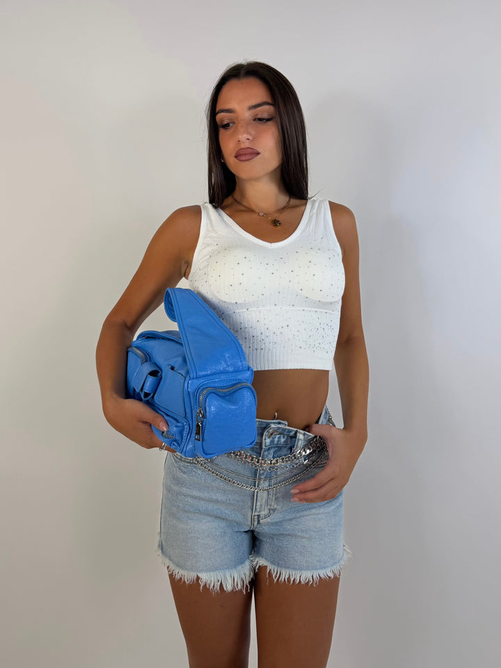 Crop top modellante con coppe “Diamond”