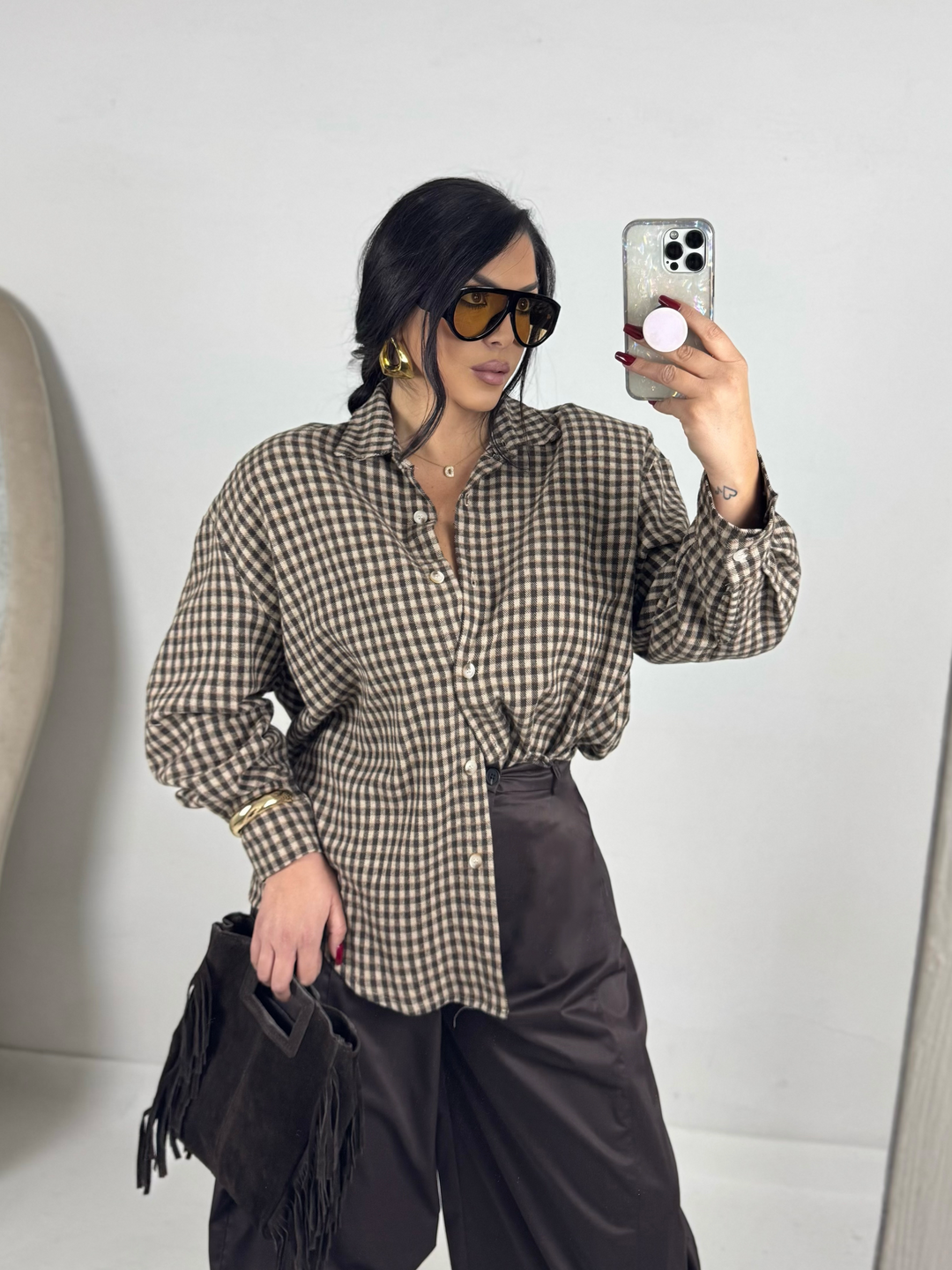 Camicia in flanella con spalline imbottite “Sarah”