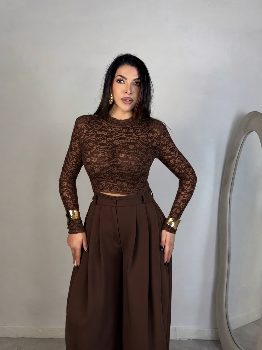 Maglia crop in pizzo “Soft”