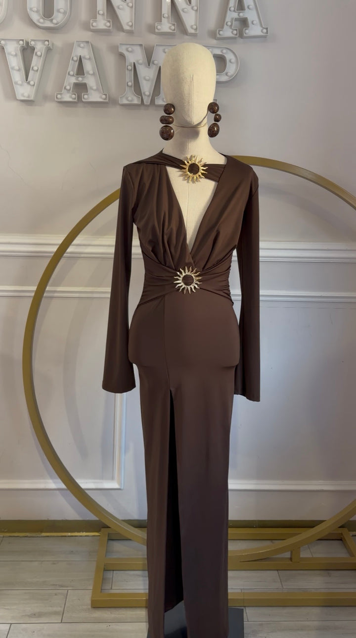 Abito lungo con cut out “Soleil”