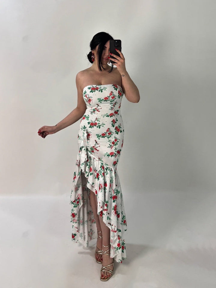 Abito con rouche sul fondo “Fleur”