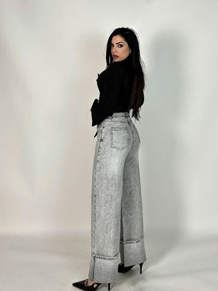 Jeans wide leg con risvolto “Ilaria”