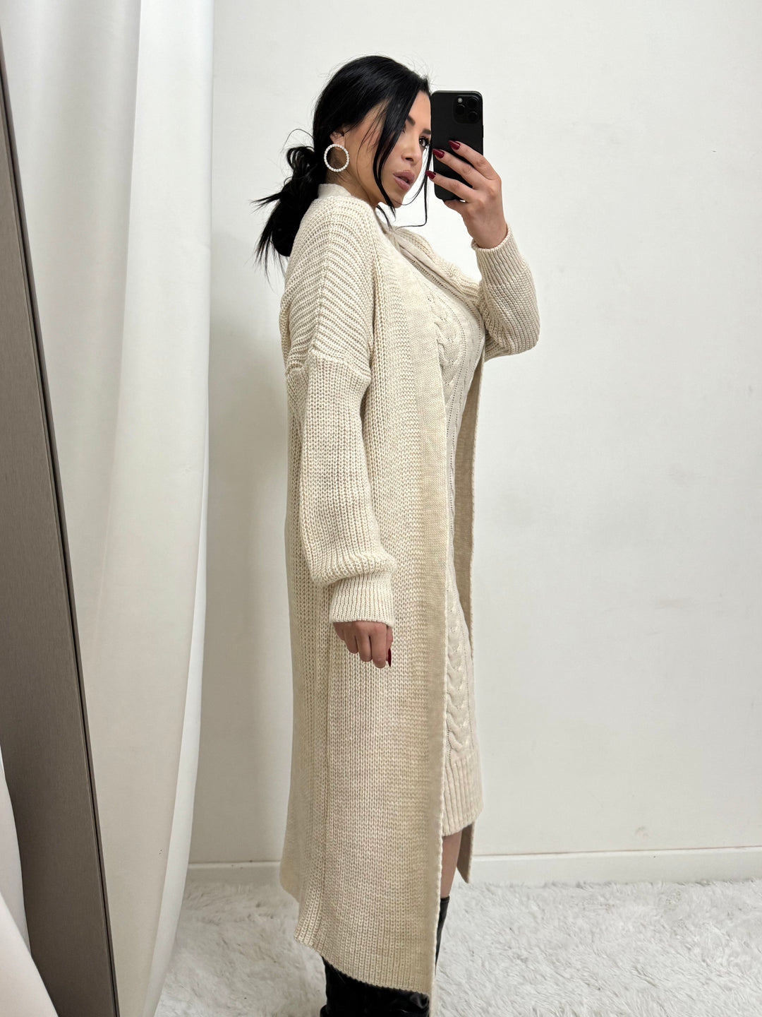 Cárdigan y vestido de lana “Miriam” coordinados