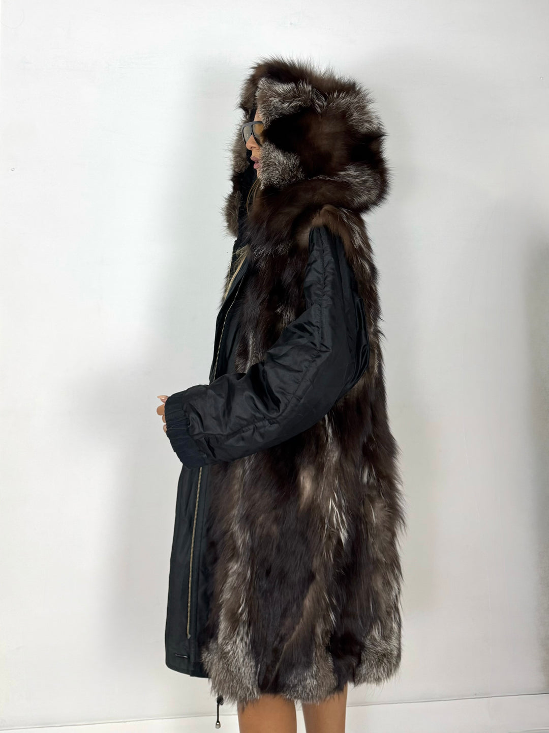 Pelliccia modello parka in volpe double-face Vintage 50