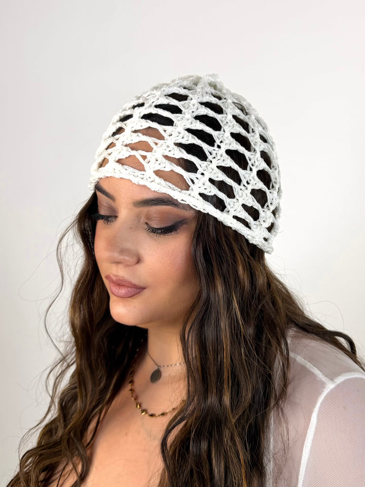 Cappello crochet in lurex