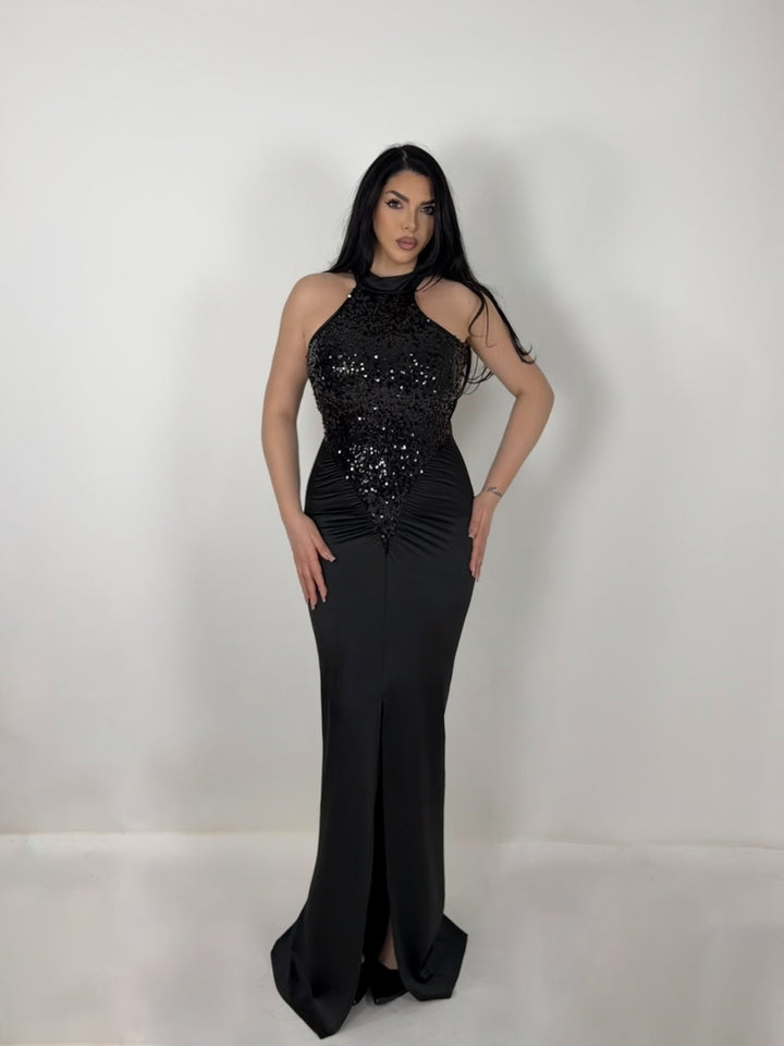 Abito a sirena lungo con paillettes “Vanity”