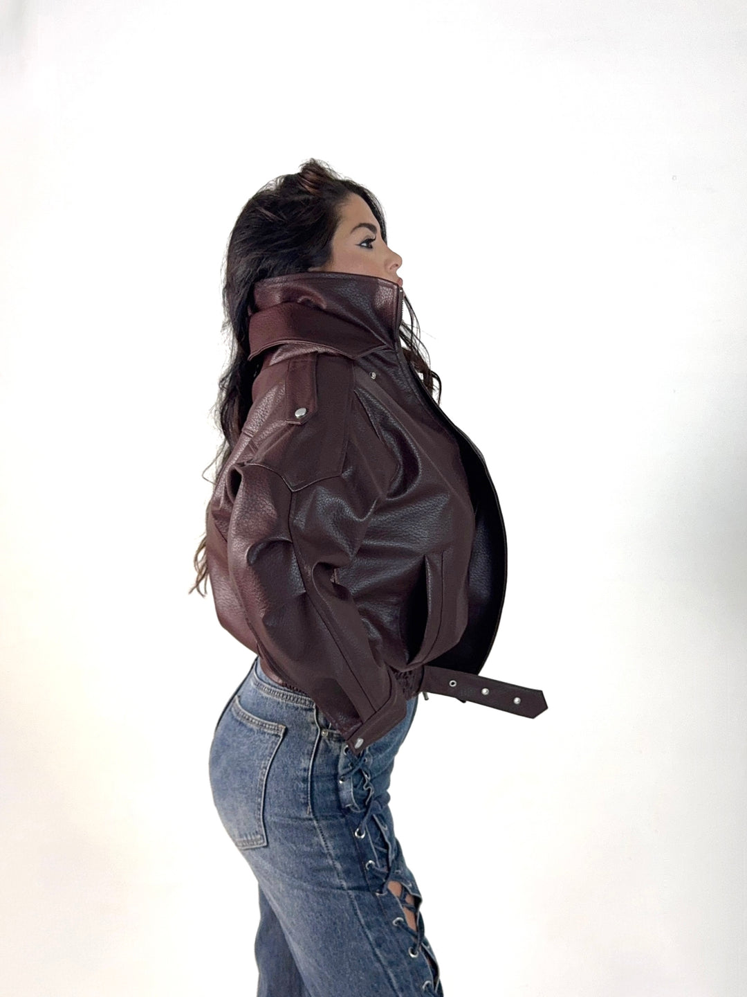 Giubbotto chiodo in eco pelle “Rebel”
