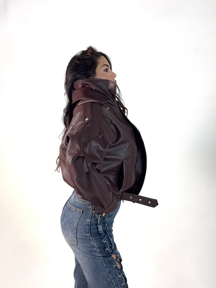 Giubbotto chiodo in eco pelle “Rebel”
