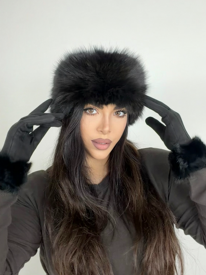 Guanti scamosciati con eco pelliccia “Debby”