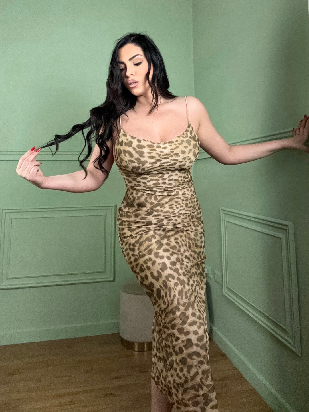 Vestido largo de leopardo “Joanna”