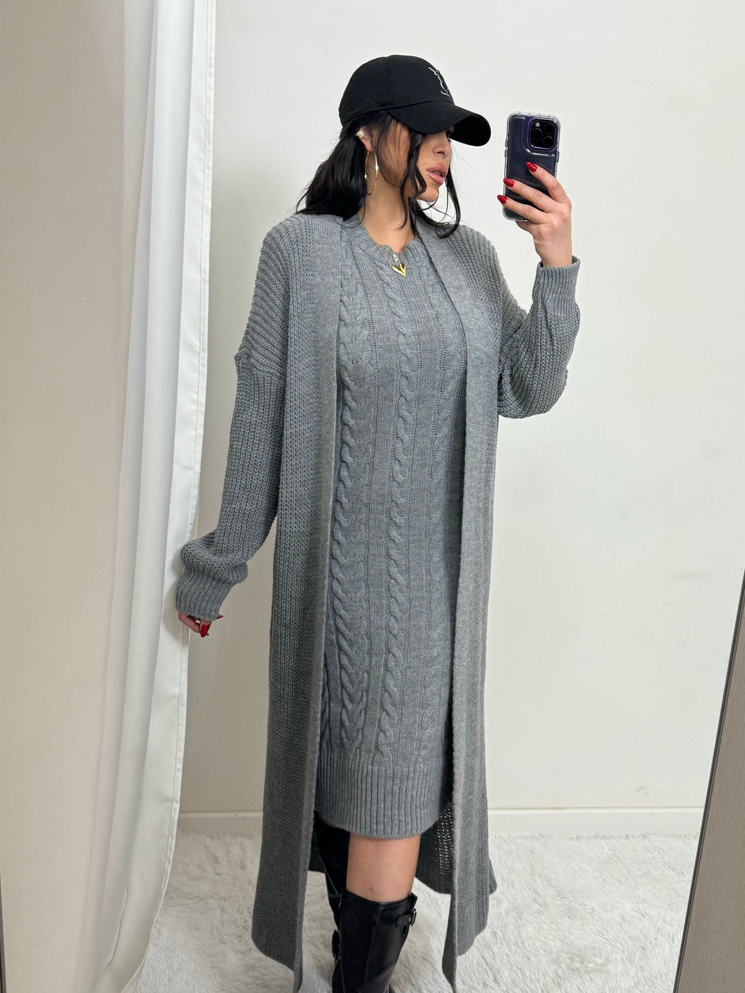 Coordinato cardigan e abito in lana “Miriam”