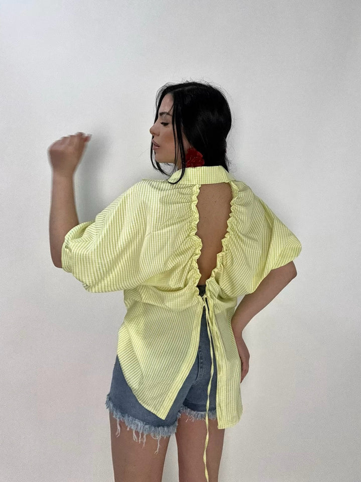 Camicia in cotone a righe con scollo dietro “Charlotte”